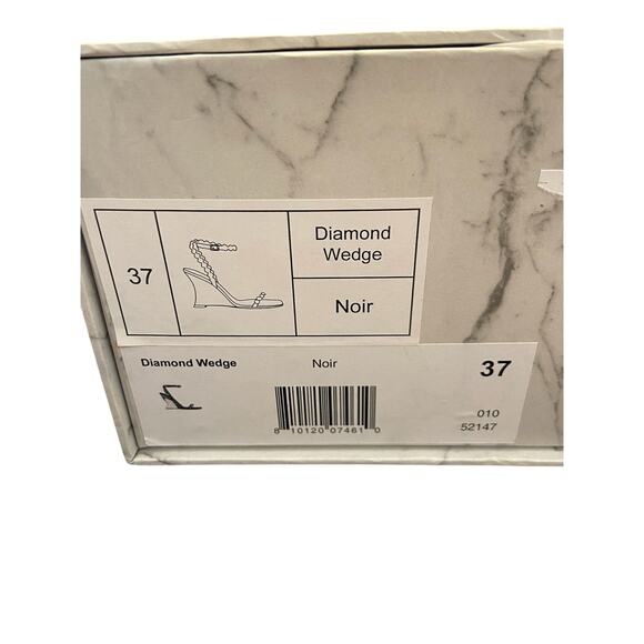 Jessica Rich Diamond Embellished Ankle Strap Wedge Sandals Square Toe Black 7/37 - Picture 12 of 13